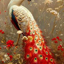 Схема вышивки «павлин»