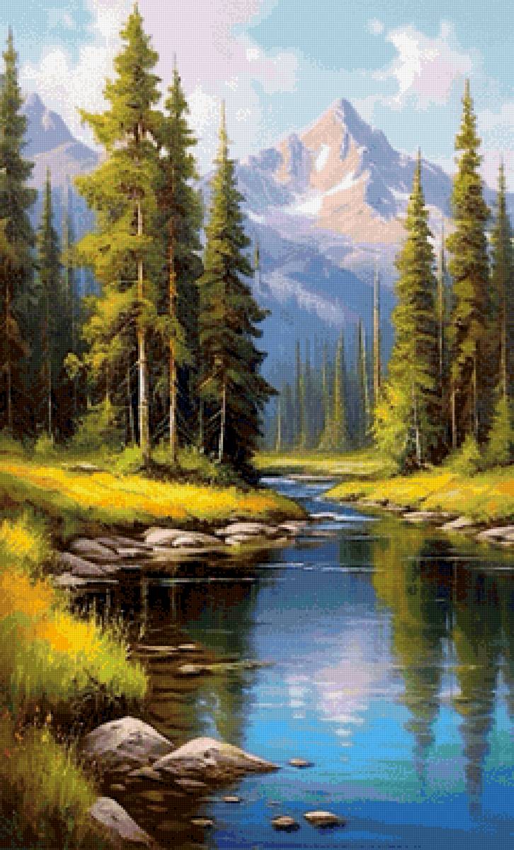 Природа - лес, озеро, горы - предпросмотр