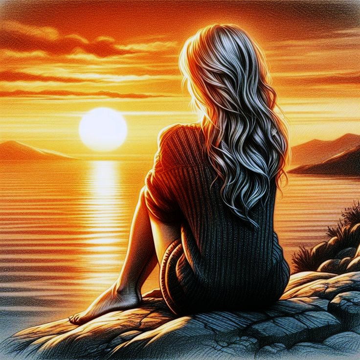девушка и закат - оригинал