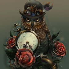 Схема вышивки «Стимпанк сова»