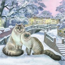 Схема вышивки «Зимние коты»