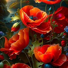 Схема вышивки «Маки»