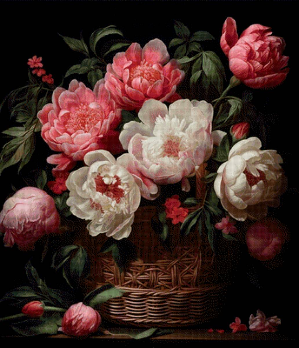 Розы в корзине - предпросмотр