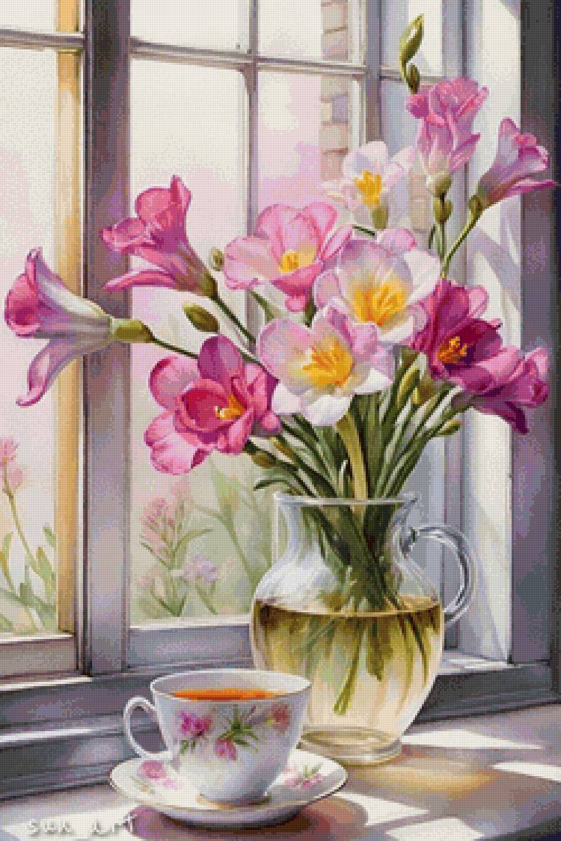 Букет на окне - букет - предпросмотр