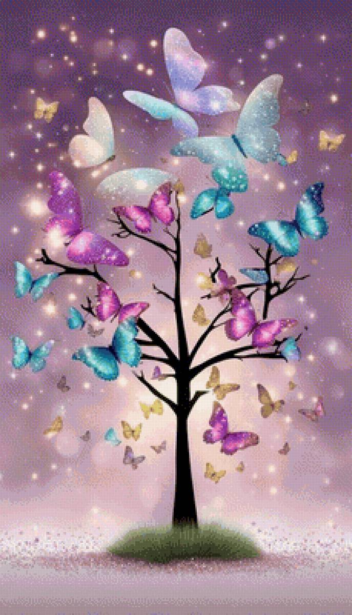 Arbol - árbol, mariposa - предпросмотр