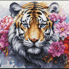 Схема вышивки «Тигр в цветах 2»