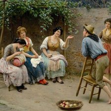 Схема вышивки «Reunión en el patio»