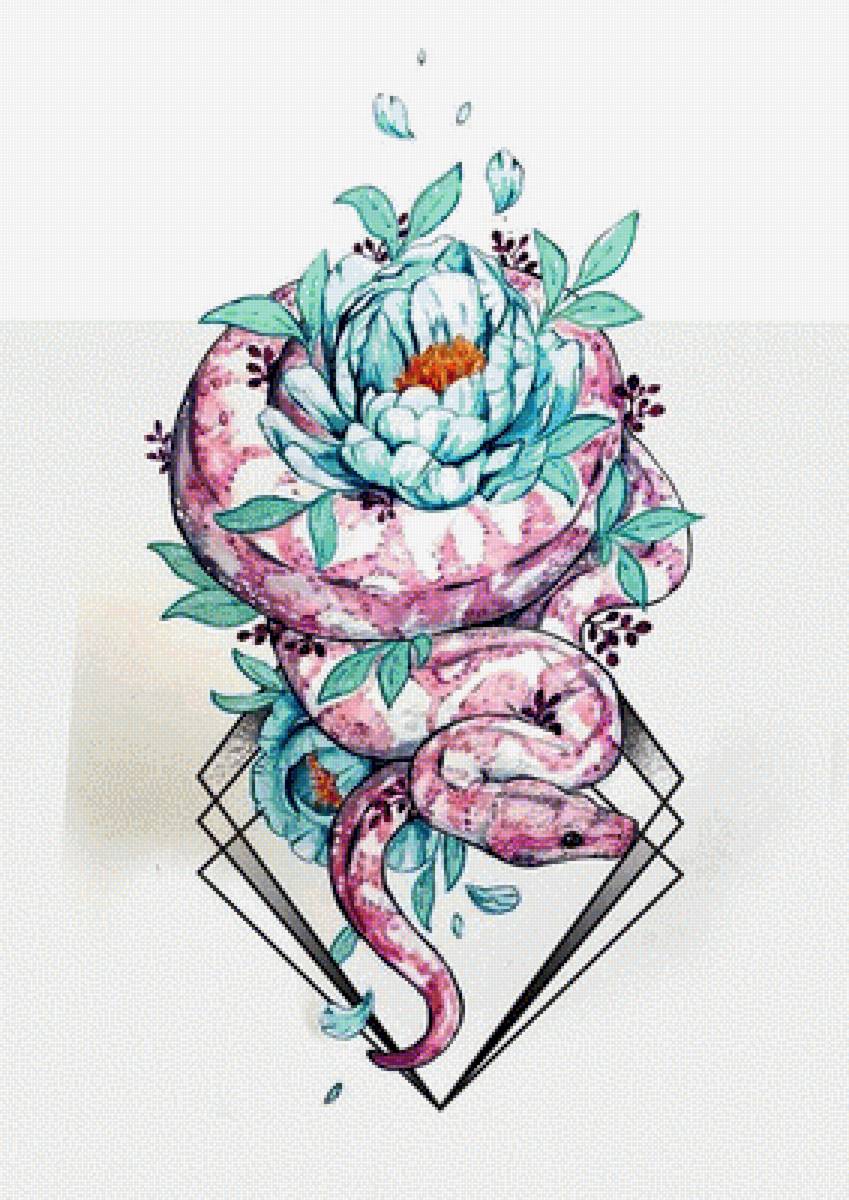 Змея и цветы - предпросмотр