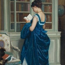 Схема вышивки «En la biblioteca»