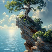 Схема вышивки «дерево на скале»