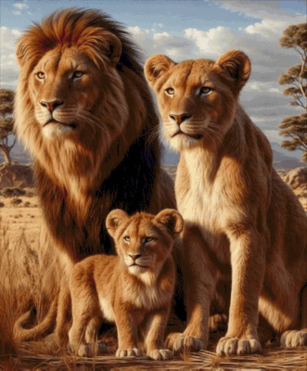 Leones - leones, familia, sabana - предпросмотр