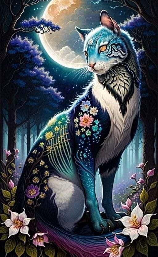 Fantasía felina - fantasía, felino, noche - оригинал