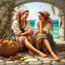 Схема вышивки «беседуют девушки»