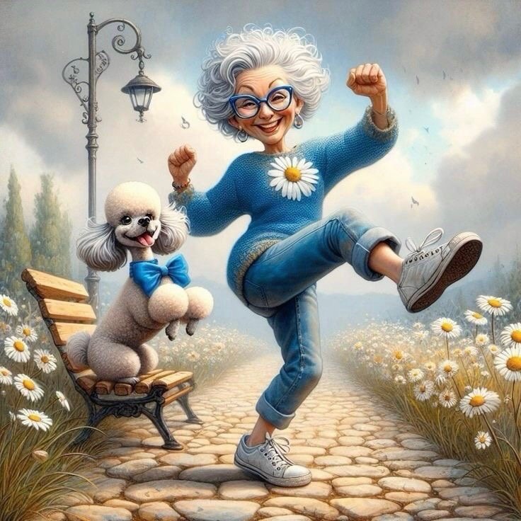 Спортивная старушка - пудель, спорт, старушка - оригинал