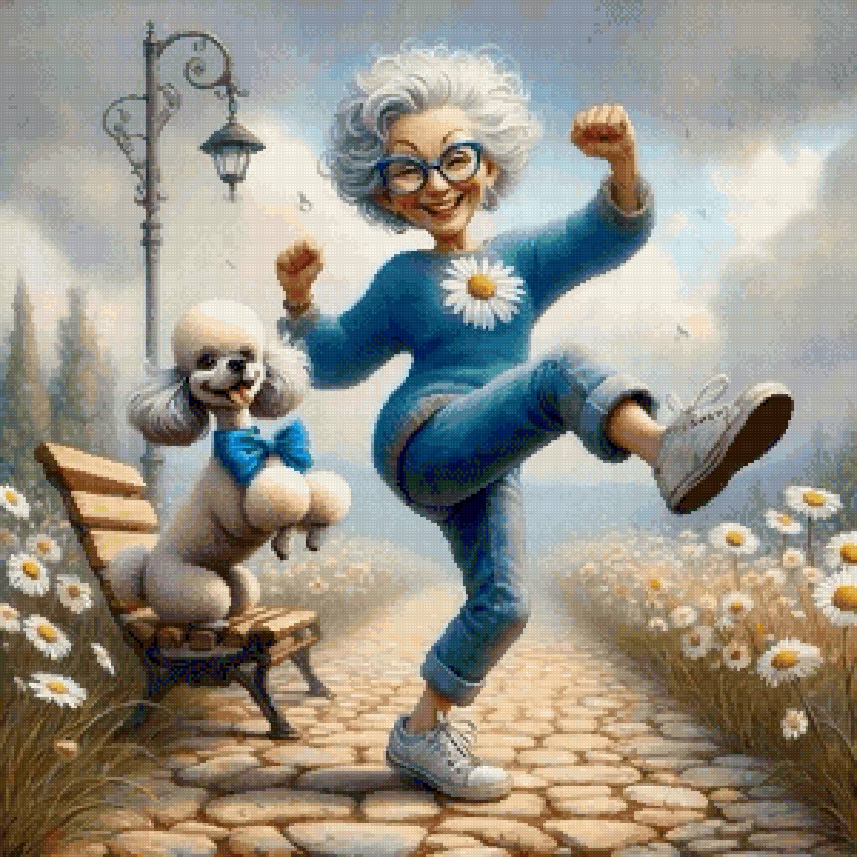 Спортивная старушка - старушка, пудель, спорт - предпросмотр