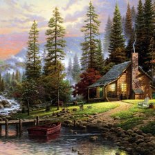 Схема вышивки «Домик в горах»