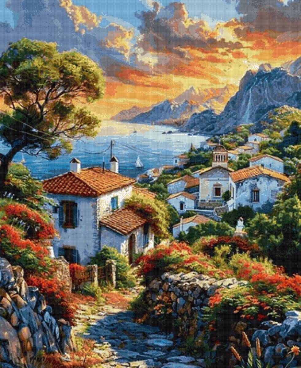 Домики на побережье - море, природа, побережье - предпросмотр