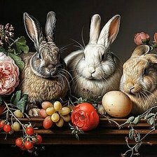 Схема вышивки «Кролики»