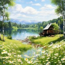 Схема вышивки «Ромашковое озеро»