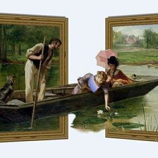 Схема вышивки «Cruzando 3D canoa»