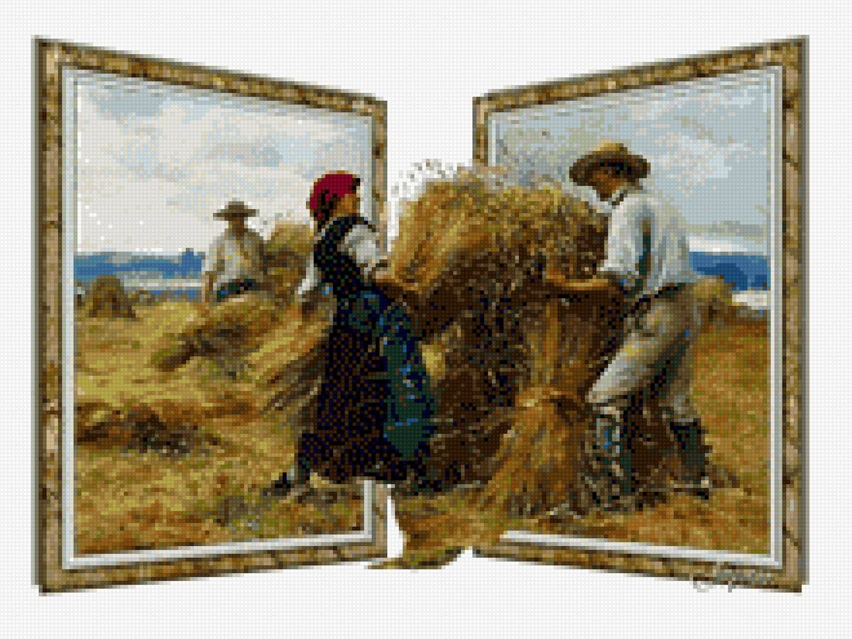 Cuadro 3D cargando paja - предпросмотр