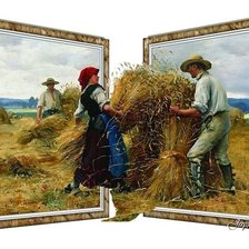 Схема вышивки «Cuadro 3D cargando paja»