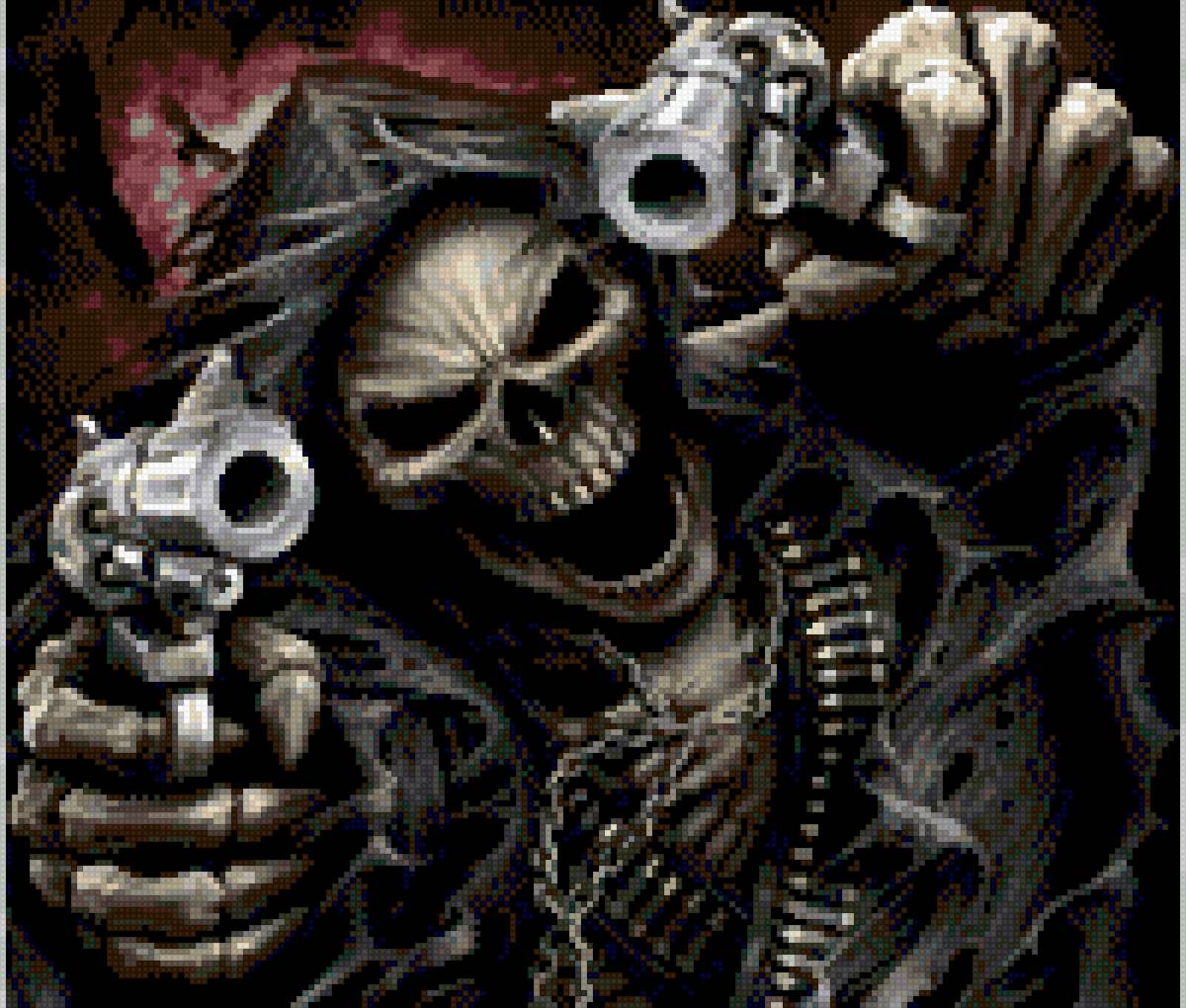 Крутой скелет Мем - скелет, пистолет - предпросмотр