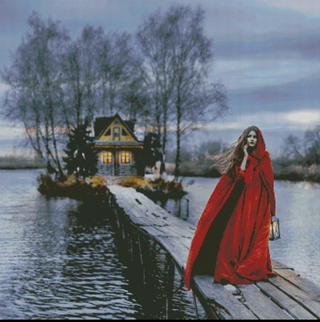 Домик на воде - природа, река, девушка - оригинал