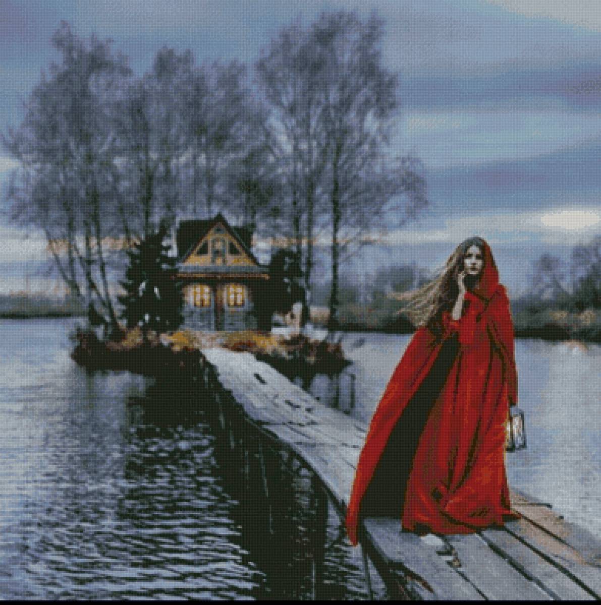 Домик на воде - река, девушка, природа - предпросмотр