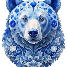 Схема вышивки «Медведь гжель»