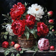 Схема вышивки «Пионы»