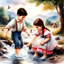 Схема вышивки «Дети»