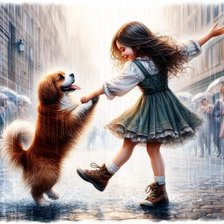 Схема вышивки «девочки и друг-собака»