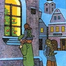 Familia contemplado la navidad