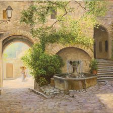 Схема вышивки «Дворик с фонтаном»