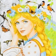 Mujer corona de flores