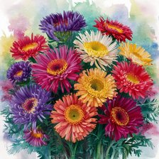 Схема вышивки «Хризантемы»