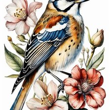 Схема вышивки «птица»