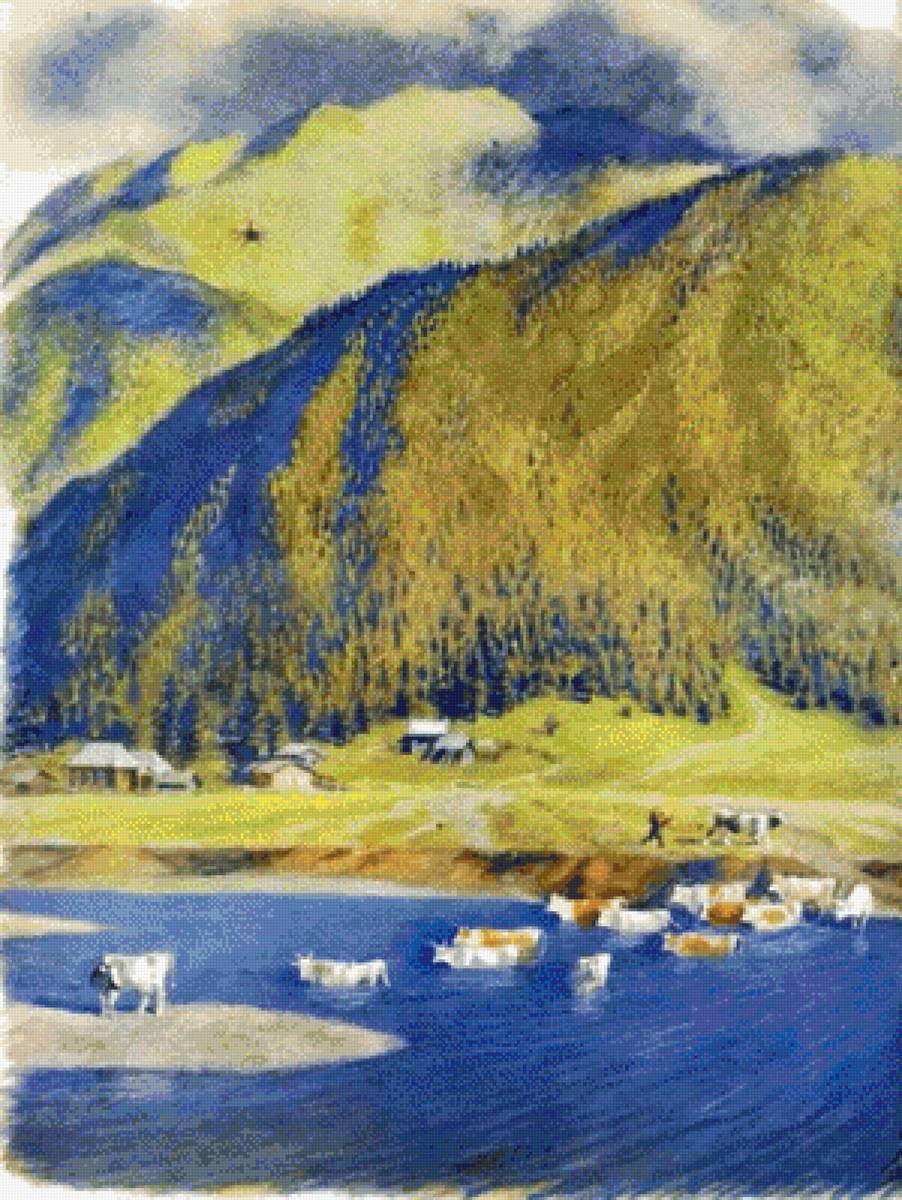 В тайге у Енисея (Николай Устинов) ДМС - сибирь, стада, деревня, природа, лес, горы, река - предпросмотр