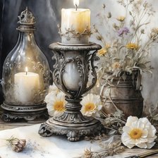 Схема вышивки «ПОДСВЕЧНИК С ШИПОВНИКОМ»