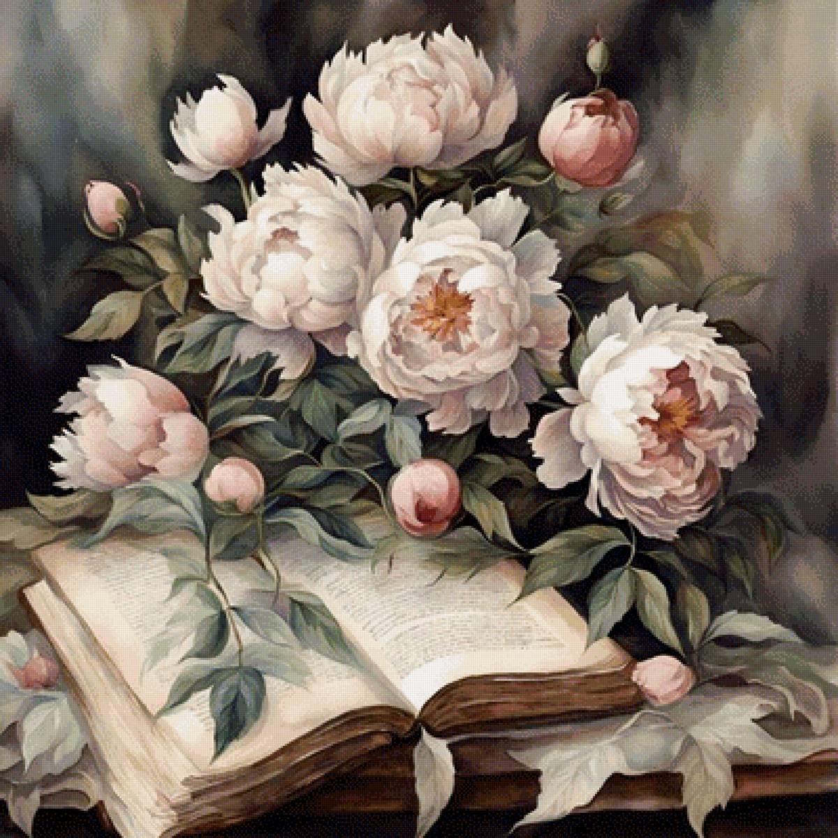 ПИОНЫ С КНИГОЙ - предпросмотр