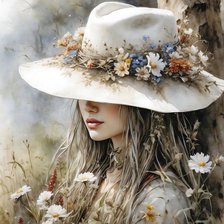 Схема вышивки «ДЕВУШКА В ШЛЯПЕ»