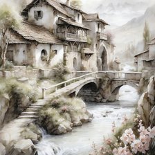 Схема вышивки «ДОМ У РЕКИ»