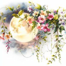 Схема вышивки «mesiac,kvety»