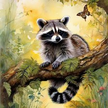 Схема вышивки «Енотик на ветке»