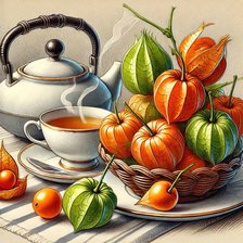 Схема вышивки «Натюрморт с физалисом»