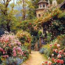 Схема вышивки «Дом в цветах»