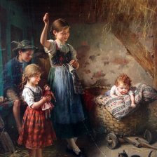 children with kitten