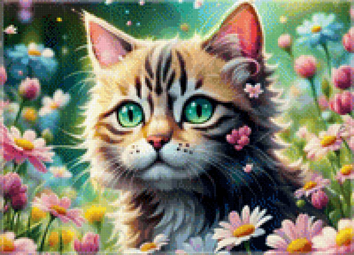 Котик - цветы, котик, кот - предпросмотр