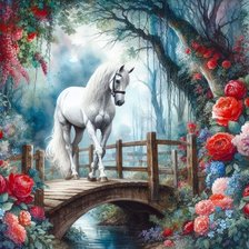 Схема вышивки «Лошадь в цветах»